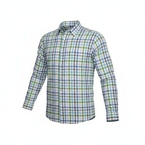 Cutter & Buck Men's XL Tall Plaid Button Down Shirt Blue Green Long Sleeve Golf